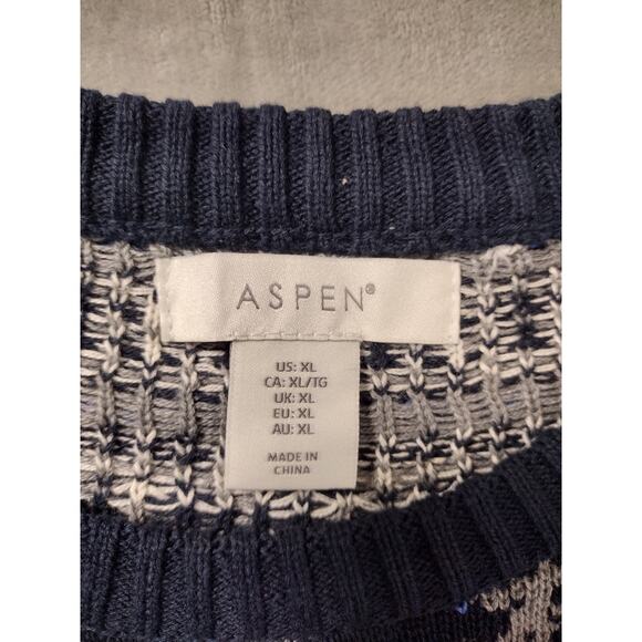 Aspen Sweater Mens XL Blue Fair Isle Pullover Nordic Winter Ski Snow Deer - Picture 3 of 9